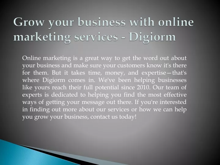 grow your business with online marketing services digiorm