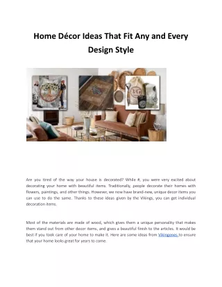 Home Décor Ideas That Fit Any and Every Design Style
