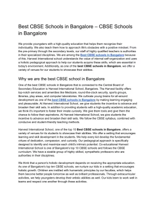 Best CBSE Schools in Bangalore – CBSE Schools in Bangalore