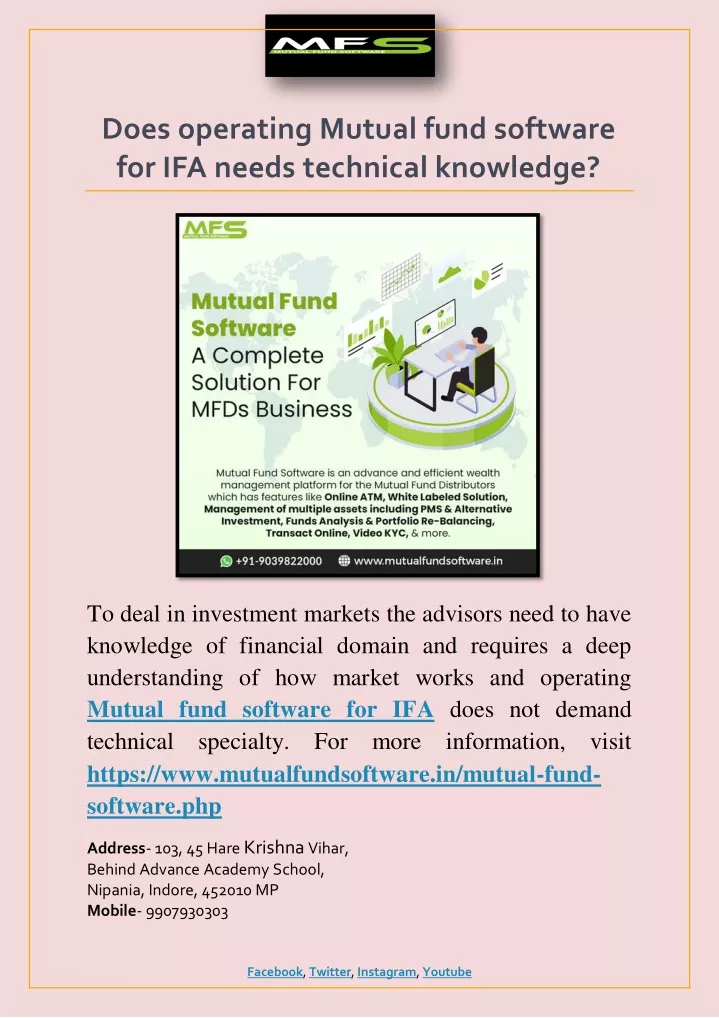 does operating mutual fund software for ifa needs