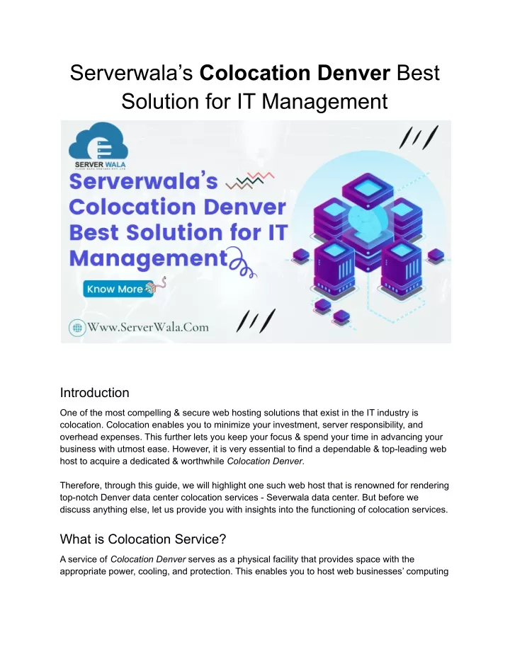 serverwala s colocation denver best solution