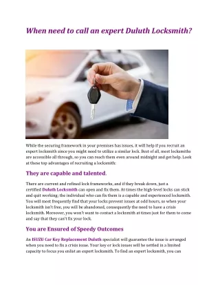 when need to call an expert duluth locksmith