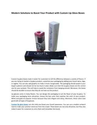Custom Lip Gloss Boxes: A Modern Solutions to Boost Your Product