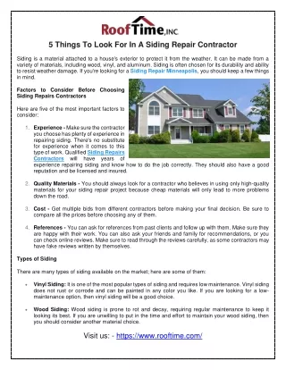 5 Things To Look For In A Siding Repair Contractor