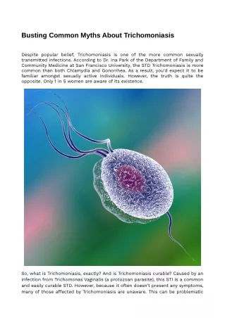 Busting Common Myths About Trichomoniasis
