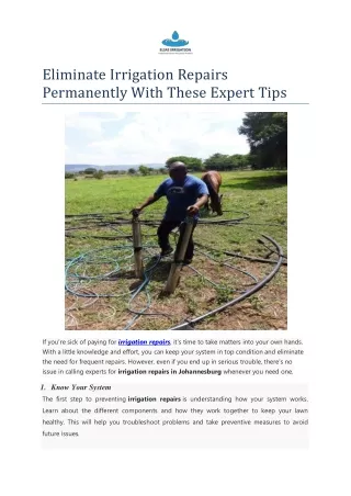 Eliminate Irrigation Repairs Permanently With These Expert Tips