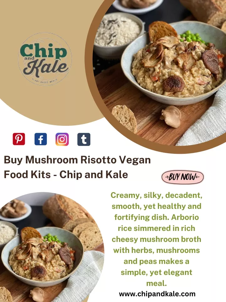 buy mushroom risotto vegan food kits chip and kale