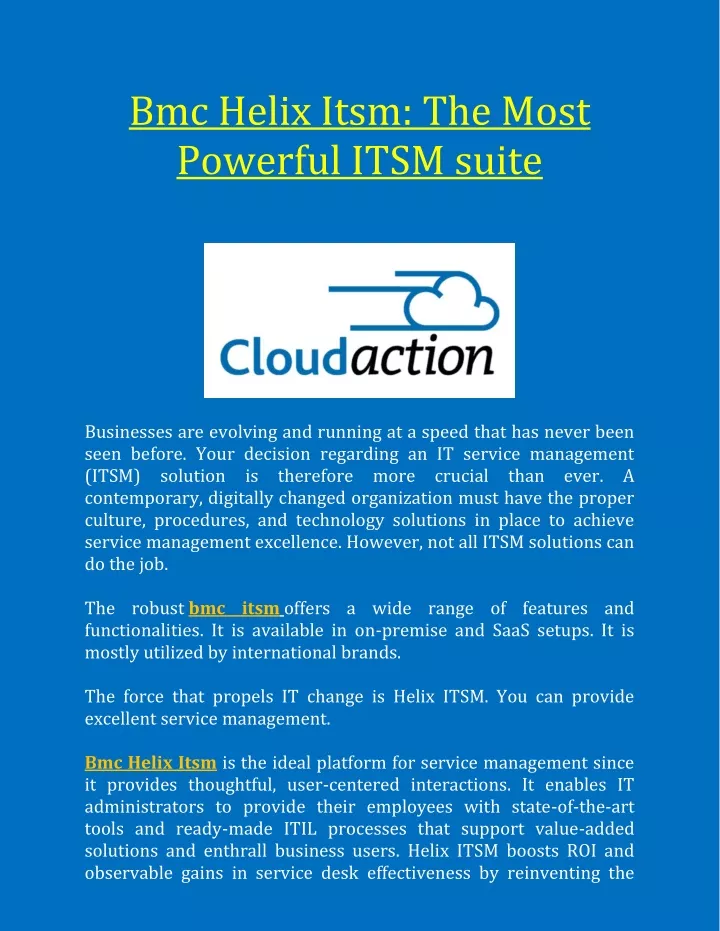 PPT - BMC Helix ITSM The Most Powerful ITSM Suite PowerPoint ...