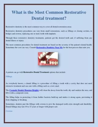 What is the Most Common Restorative Dental treatment?