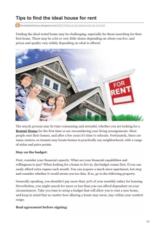 Tips to find the ideal house for rent