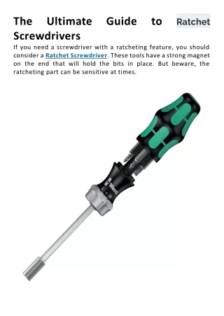 The Ultimate Guide to Ratchet Screwdrivers