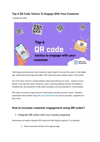 Top 4 QR Code Tactics To Engage With Your Customer