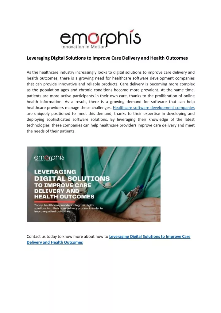 leveraging digital solutions to improve care