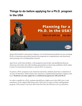 Things to do before applying for a Ph.D. program in the USA