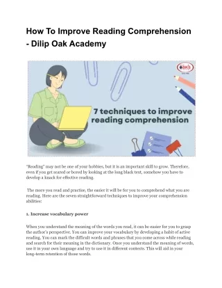 How To Improve Reading Comprehension - Dilip Oak Academy