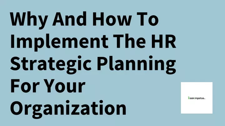 why and how to implement the hr strategic