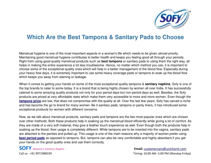which are the best tampons sanitary pads to choose