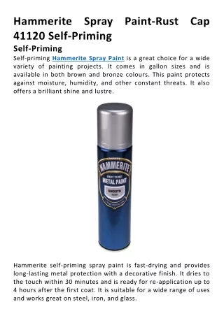 Hammerite Spray Paint-Rust Cap 41120 Self-Priming