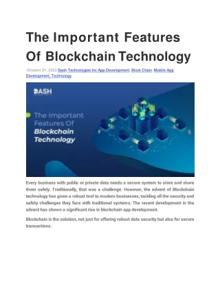the important features of blockchain technology