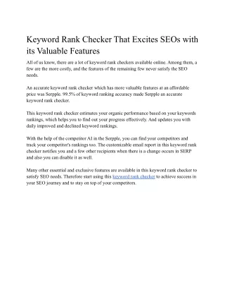 Keyword Rank Checker That Excites SEOs with its Valuable Features