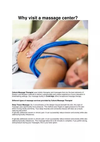 why visit a massage center