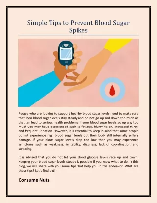 Simple Tips to Prevent Blood Sugar Spikes