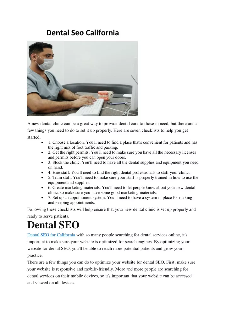 dental seo california