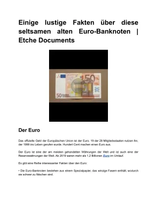 Einige lustige Fakten über diese seltsamen alten Euro-Banknoten - Etche Documents