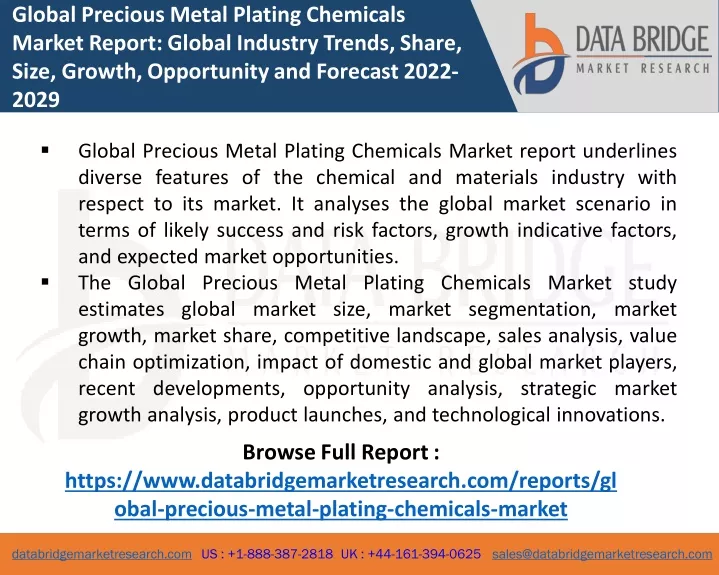 global precious metal plating chemicals market