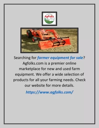 Farmer Equipment for Sale | Agfolks.com