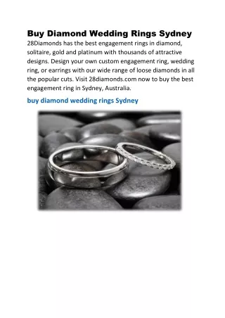 Buy Diamond Wedding Rings Sydney