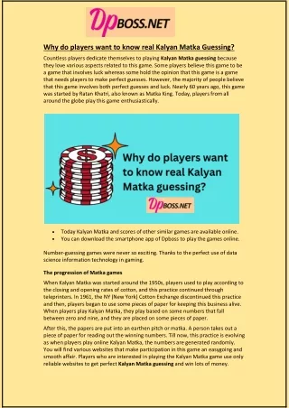 why do players want to know real kalyan matka