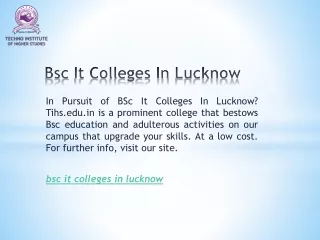 Bsc It Colleges In Lucknow  Tihs.edu.in