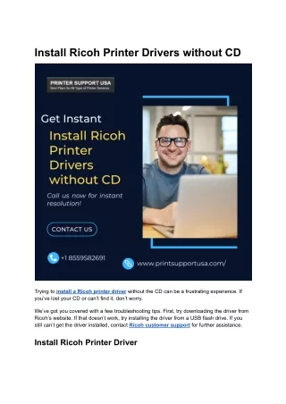 install ricoh printer drivers without cd