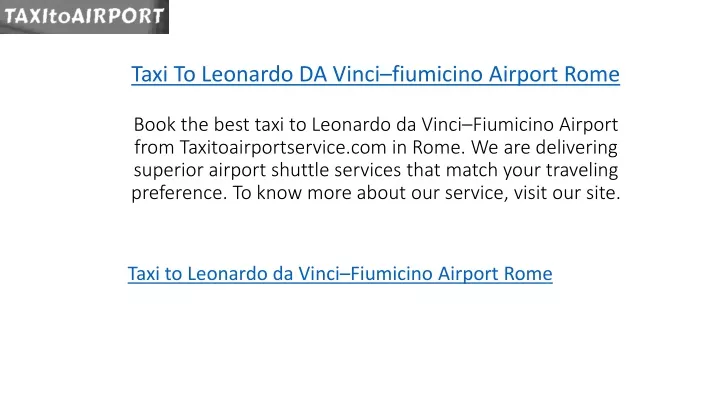 taxi to leonardo da vinci fiumicino airport rome