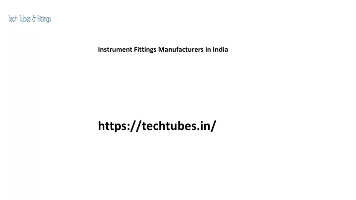 instrument fittings manufacturers in india