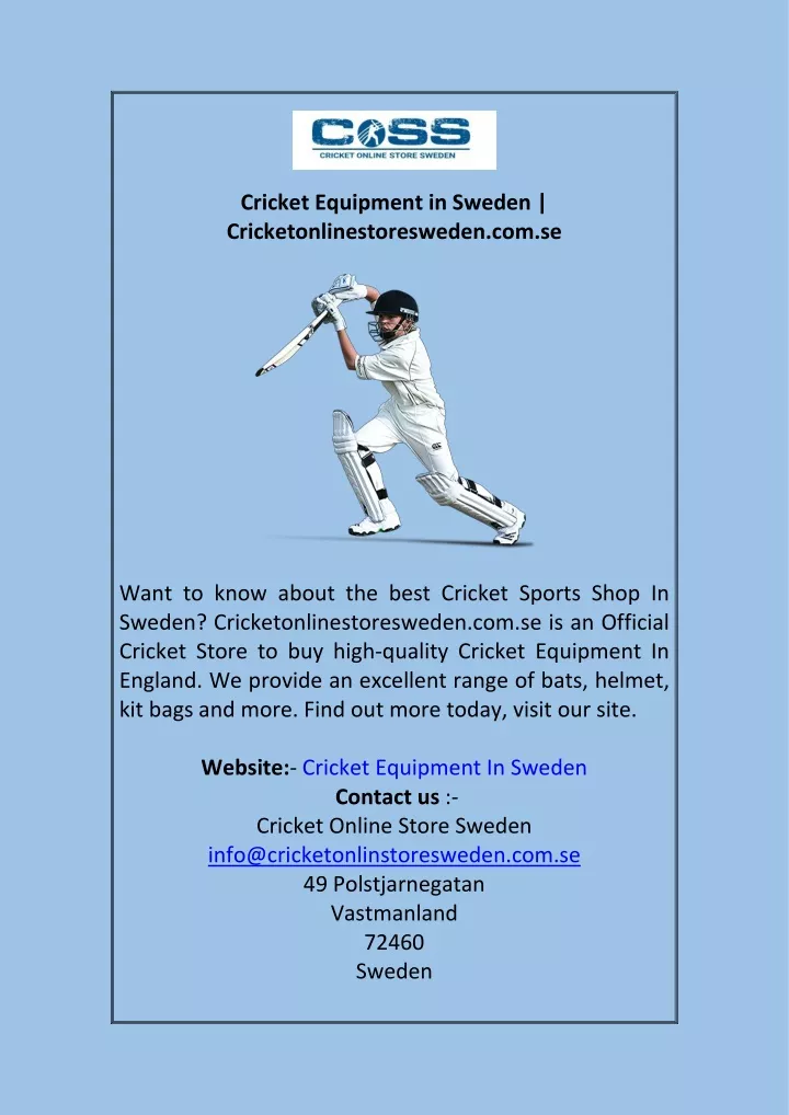 cricket equipment in sweden
