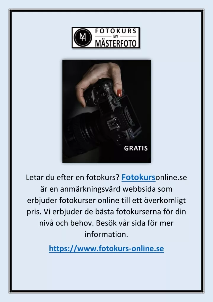 letar du efter en fotokurs fotokurs online