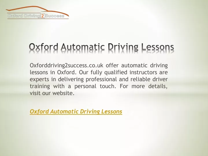 oxford automatic driving lessons