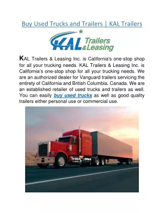 Buy Used Trucks and Trailers | KAL Trailers