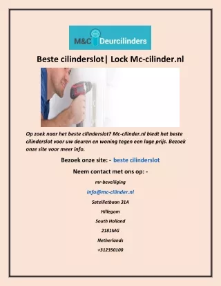 Beste cilinderslot Lock Mc cilinder nl