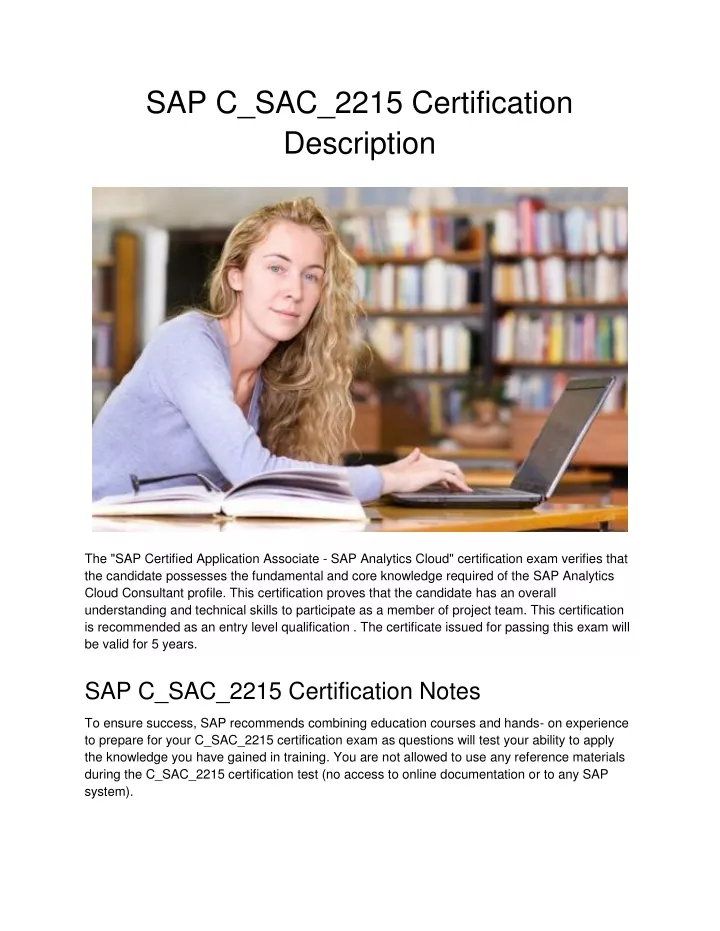 sap c sac 2215 certification description