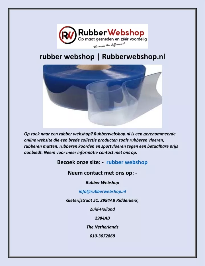 rubber webshop rubberwebshop nl