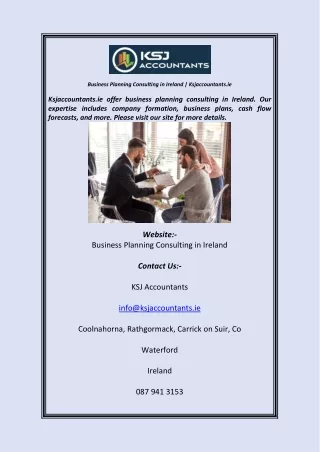 Business Planning Consulting in Ireland  Ksjaccountants.ie