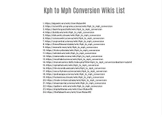 Kph to Mph Wikis List