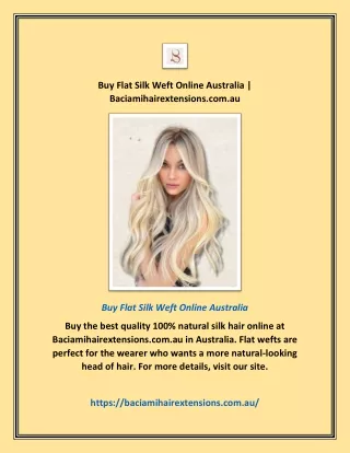 Buy Flat Silk Weft Online Australia | Baciamihairextensions.com.au