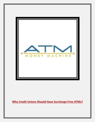 why credit unions should have surcharge free atms