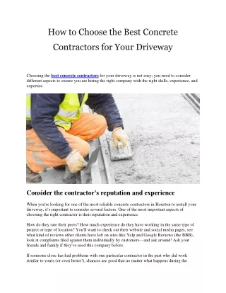 How to Choose the Best Concrete Contractors for Your Driveway