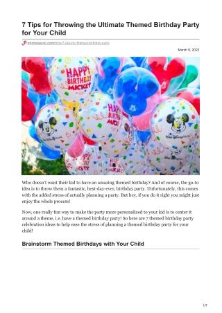 7 Tips for Throwing the Ultimate Themed Birthday Party for Your Child