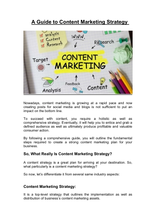 A Guide to Content Marketing Strategy 